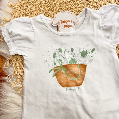 Conj. Blusa Bella Fiore e Calça Legging - Branco e Verde